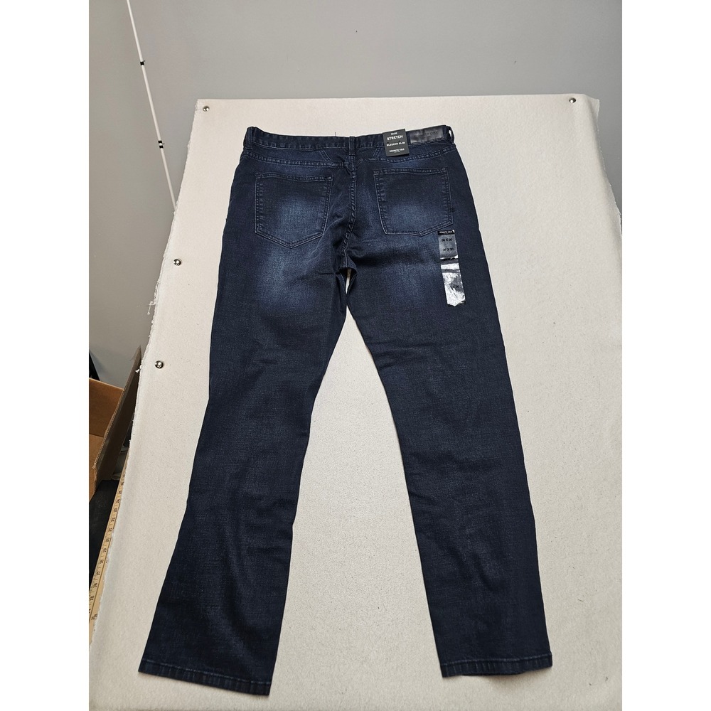 Kenneth Cole Bleeker Slim Stretch Jeans Mens 36x30 Dark Wash Indigo Denim